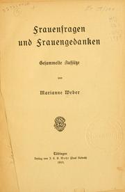 Cover of: Frauenfragen und Frauengedanken: gesammelte Aufsätze