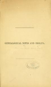 Cover of: Genealogical notes and errata... by Caroline Wells Healey Dall