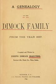 Cover of: Genealogy of the Dimock family from the year 1637. by Joseph Dimock Marsters