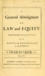 Cover of: A general abridgment of law and equity by Charles Viner