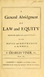 Cover of: A general abridgment of law and equity by Charles Viner
