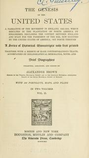 Cover of: The genesis of the United States by Brown, Alexander