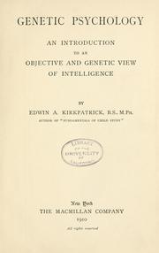 Cover of: Genetic psychology by Edwin Asbury Kirkpatrick