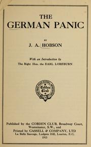 The German panic by John Atkinson Hobson