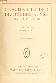 Cover of: Geschichte der Deutschen Kunst by Georg Gottfried Dehio