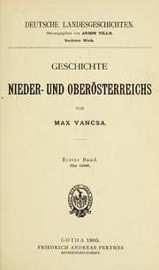 Geschichte Nieder- und Oberösterreichs by Max Vancsa