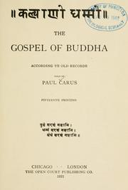 Cover of: The gospel of Buddha, according to old records