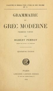 Cover of: Grammaire du grec moderne by Hubert Octave Pernot