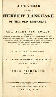 Cover of: A grammar of the Hebrew language of the old testament