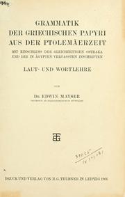 Grammatik der griechischen Papyri aus der Ptolemäerzeit by Edwin Mayser