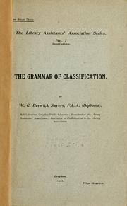 Cover of: The grammar of classification.
