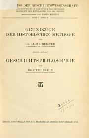 Cover of: Grundriss der Geschichtswissenschaft zur Einführung in das Studium der Deutschen Geschichte des Mittelalters und der Neuzeit. by Meister, Aloys