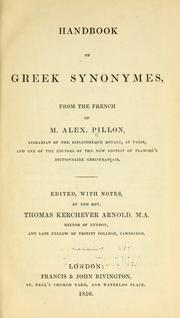 Cover of: Handbook of Greek synonymes [sic]: from the French of M. Alex. Pillon.