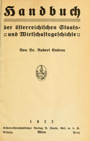 Cover of: Handbuch der österreichischen Staats-und Wirtschaftsgeschichte.