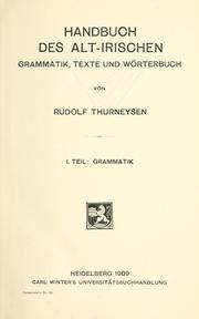 Cover of: Handbuch des Alt-Irischen by Rudolf Thurneysen
