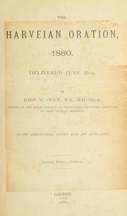 Cover of: The Harveian oration, 1880; delivered June 25th.