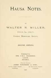 Cover of: Hausa notes by Walter Richard Samuel Miller