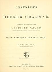 Cover of: Hebrew grammar by Wilhelm Gesenius
