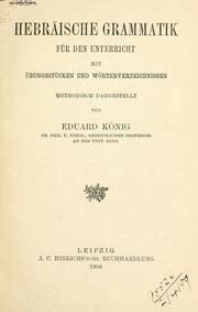 Cover of: Hebräische Grammatik by Eduard König