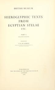 Cover of: Hieroglyphic texts from Egyptian stelae, etc.