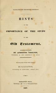 Cover of: Hints on the importance of the study of the Old Testament