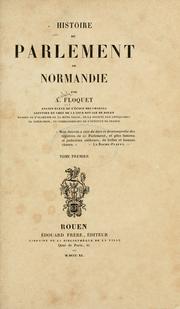 Cover of: Histoire du Parlement de Normandie.