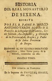 Cover of: Historia del real monasterio de Sixena by Baron y Orzain, Marco Antonio Brother