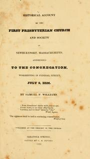 Cover of: Historical account of the First Presbyterian Church and Society in Newburyport, Massachusetts by Samuel Porter Williams