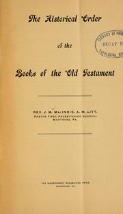 Cover of: The historical order of the books of the Old Testament. by John Murdoch MacInnis