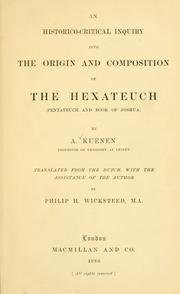 Cover of: An historico-critical inquiry into the origin and composition of the Hexateuch (Pentateuch and book of Joshua)