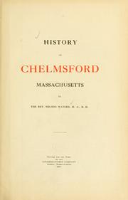 Cover of: History of Chelmsford by Wilson Waters