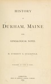 Cover of: History of Durham, Maine