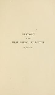 Cover of: History of the First church in Boston, 1630-1880.: [Prospectus]