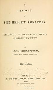 A history of the Hebrew monarchy by Francis William Newman