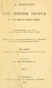 Cover of: A history of the Jewish people in the time of Jesus Christ ... by Emil Schürer