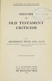 Cover of: History of Old Testament criticism