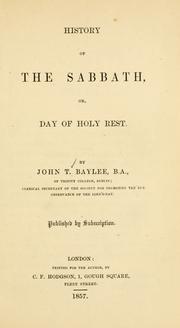 Cover of: History of the Sabbath