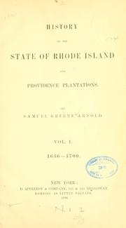 Cover of: History of the state of Rhode Island and Providence plantations. by Samuel Greene Arnold