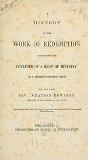 Cover of: A history of the work of redemption by Jonathan Edwards
