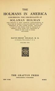 Cover of: The Holmans in America by David Emory Holman