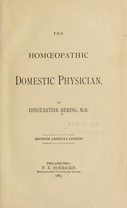 Cover of: The homopathic domestic physician. by Constantine Hering