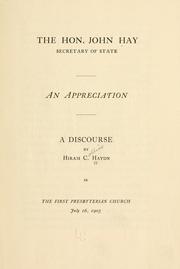 Cover of: The Hon John Hay, secretary of state.: An appreciation.