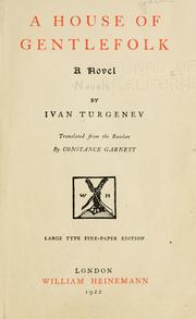 Cover of: A house of gentlefolk by Ivan Sergeevich Turgenev