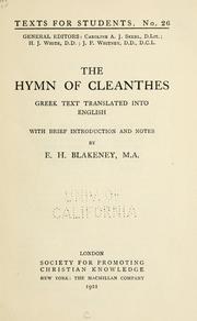 Cover of: The hymn of Cleanthes: Greek text tr. into English