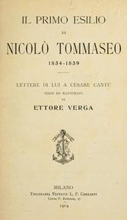 Cover of: Il primo esilio di Nicolò Tommaseo, 1834-1939 by Niccolò Tommaseo