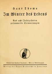 Cover of: Im Winter des Lebens by Thoma, Hans