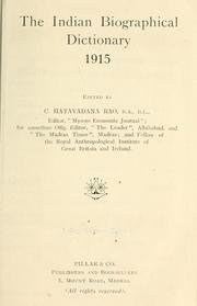 Cover of: The Indian biographical dictionary. by C. Hayavando Rao