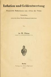 Cover of: Inflation und Geldentwertung by Prion, Willi