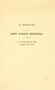 Cover of: In memoriam, Eben Norton Horsford.: July twenty-seventh, 1818. January first, 1893.