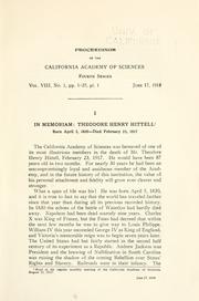 Cover of: In memoriam: Theodore Henry Hittell, born April 5, 1830, died February 23, 1917